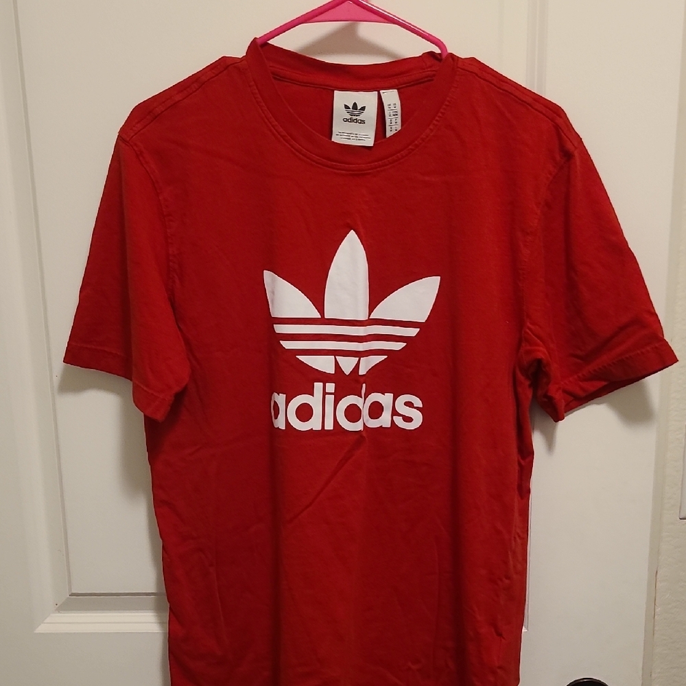 Adidas Red Tee with White Trefoil Logo